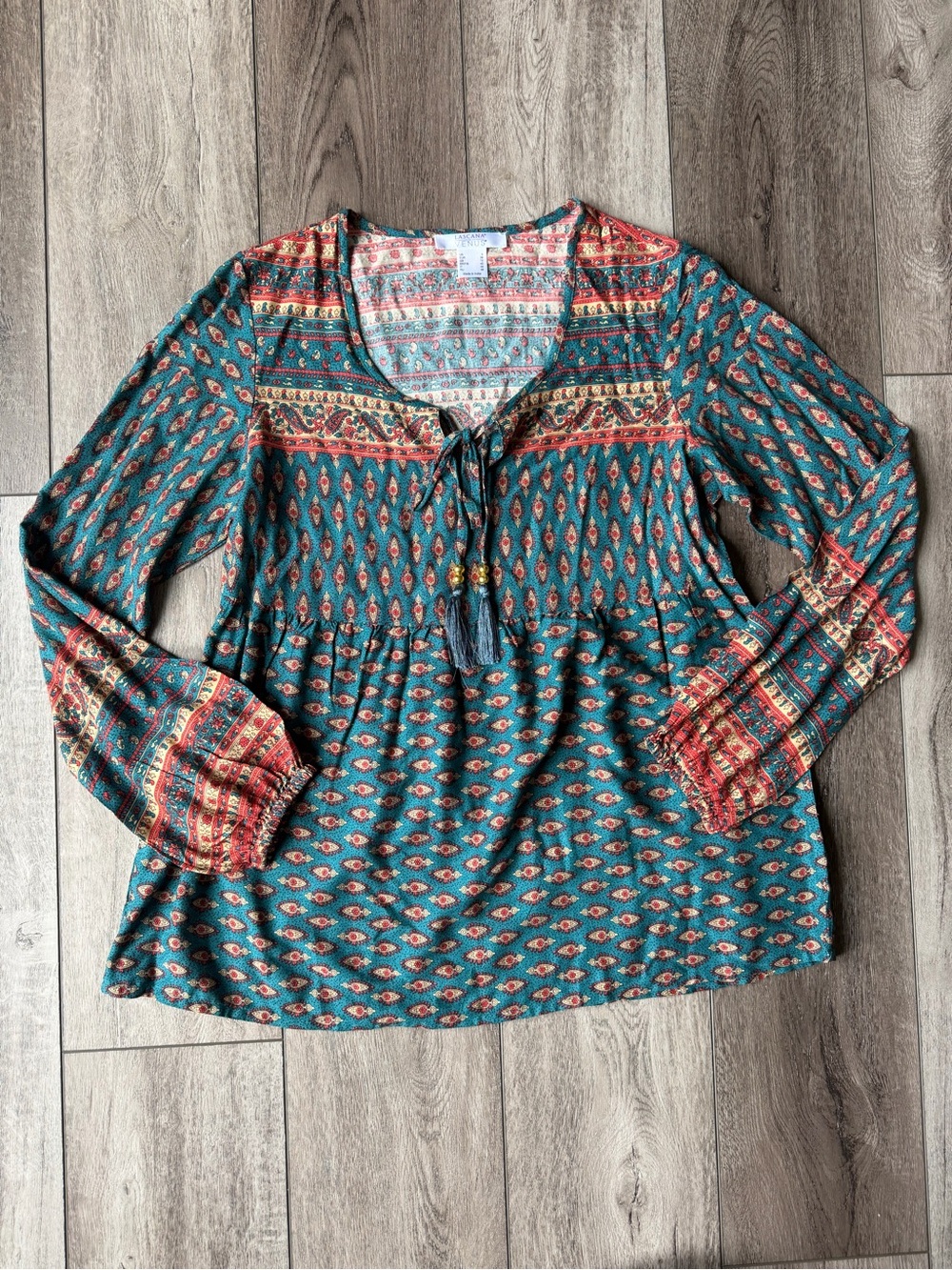 Venus- Bohemian Floral Printed Peasant Blouse- Perfect for Vacation or Concert